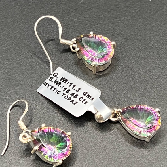 Silver Mystic Topaz Earring and Pendant Set - Picture 3 of 3